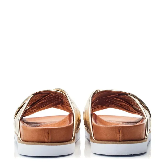 Women Moda In Pelle Flatform Sandals Norrina Gold Leather