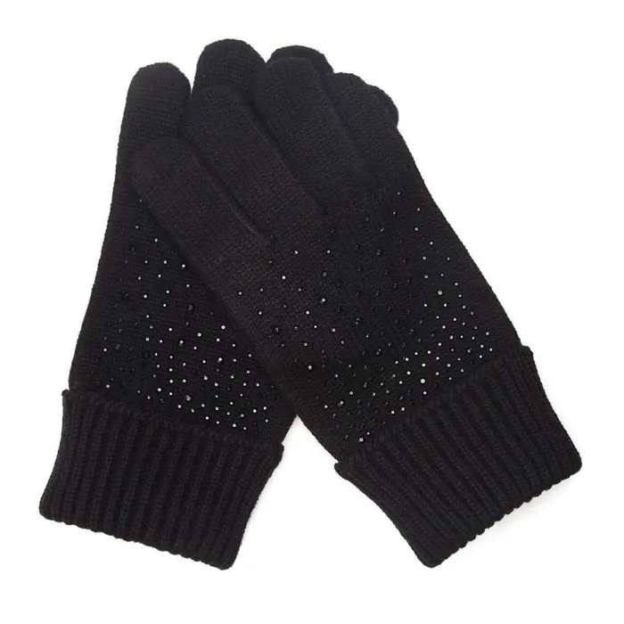 Women Moda In Pelle Gloves Praticiogiftset Black Textile