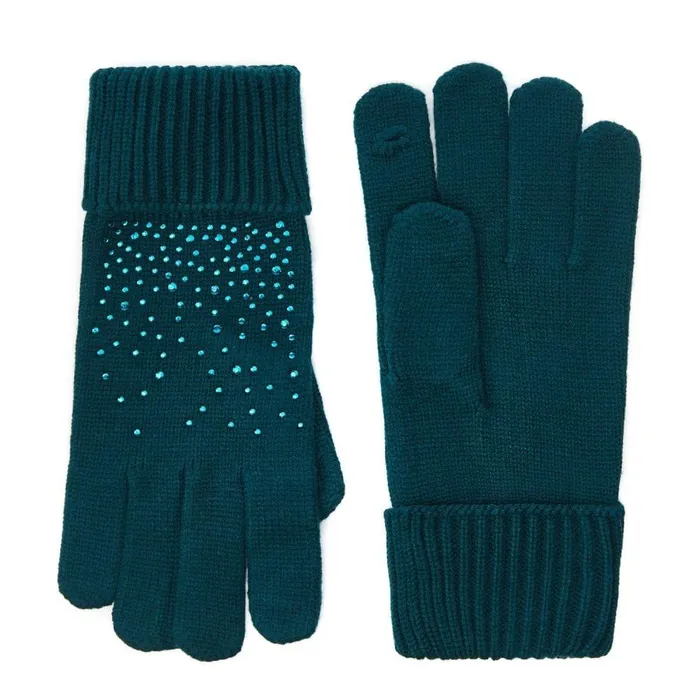 Women Moda In Pelle Gloves Praticioglove Teal Textile