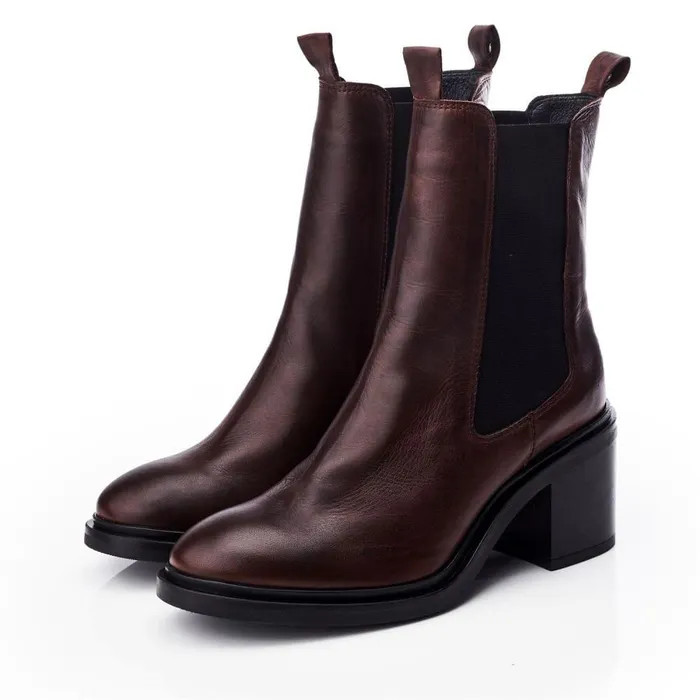 Women Moda In Pelle Heeled And Wedge Boots Blissie Dark Brown Leather