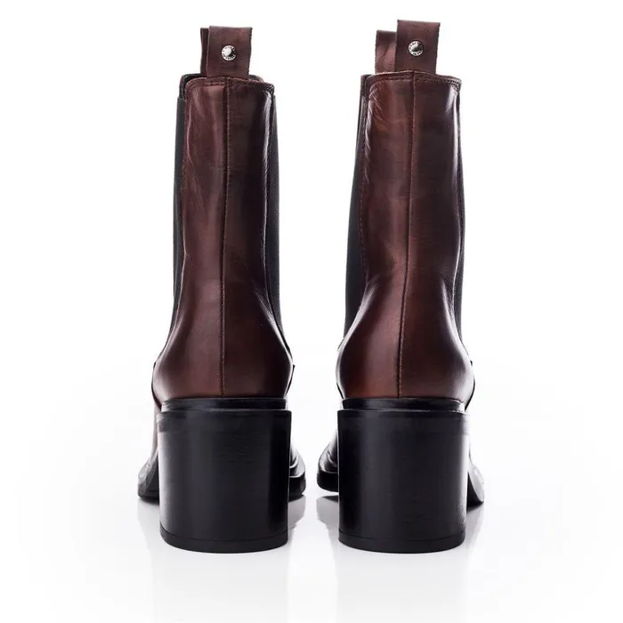 Women Moda In Pelle Heeled And Wedge Boots Blissie Dark Brown Leather