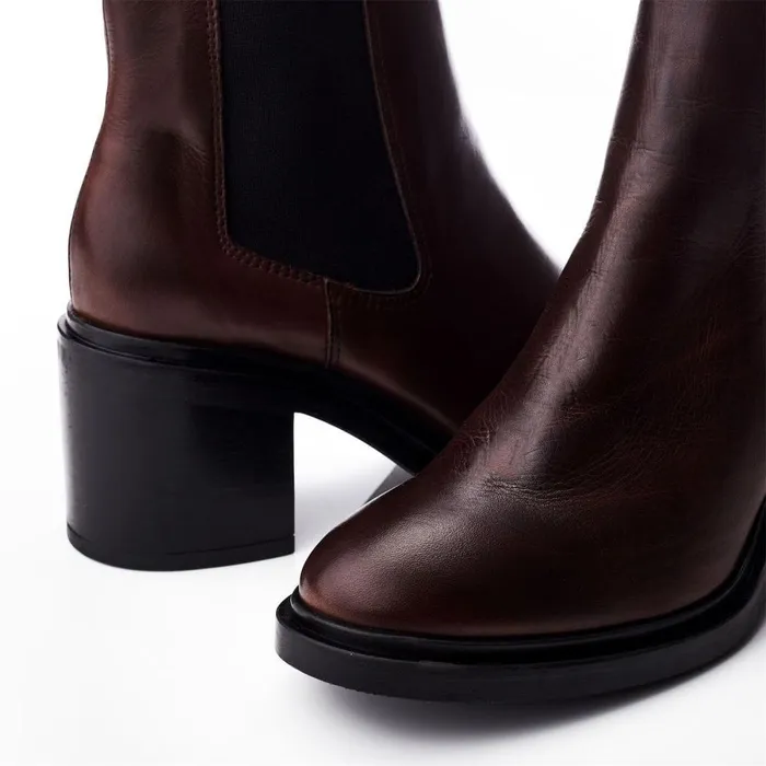 Women Moda In Pelle Heeled And Wedge Boots Blissie Dark Brown Leather