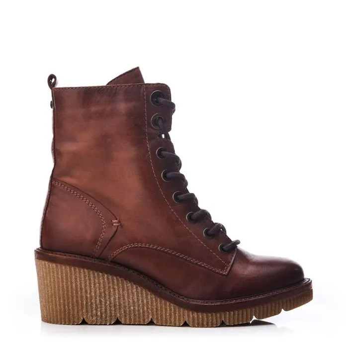 Women Moda In Pelle Heeled And Wedge Boots Braniyah Tan Leather