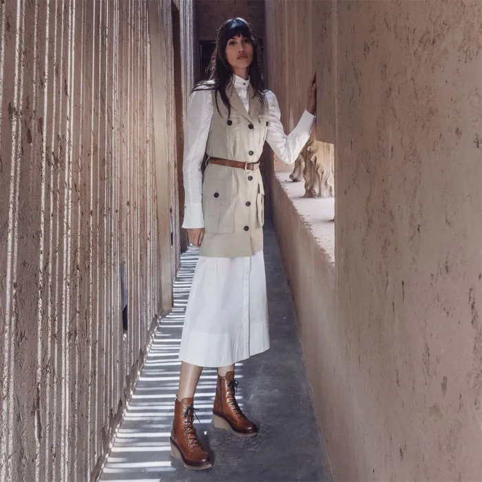 Women Moda In Pelle Heeled And Wedge Boots Braniyah Tan Leather