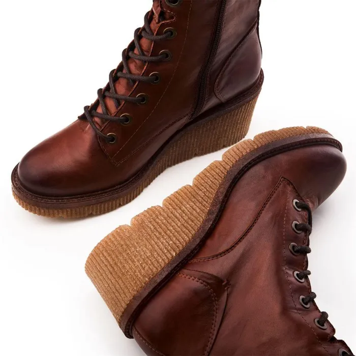 Women Moda In Pelle Heeled And Wedge Boots Braniyah Tan Leather