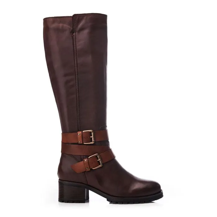 Women Moda In Pelle Heeled And Wedge Boots Hadleigh Dark Brown Leather