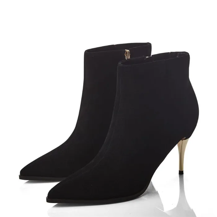 Women Moda In Pelle Heeled And Wedge Boots Keri Black Suede