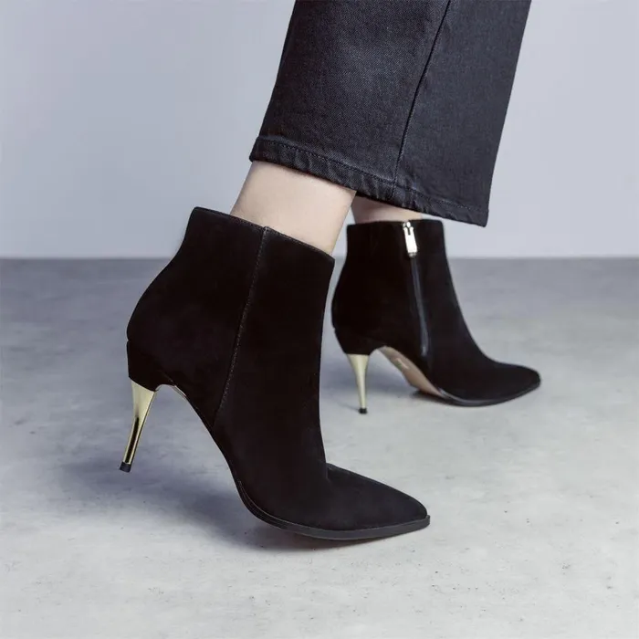 Women Moda In Pelle Heeled And Wedge Boots Keri Black Suede