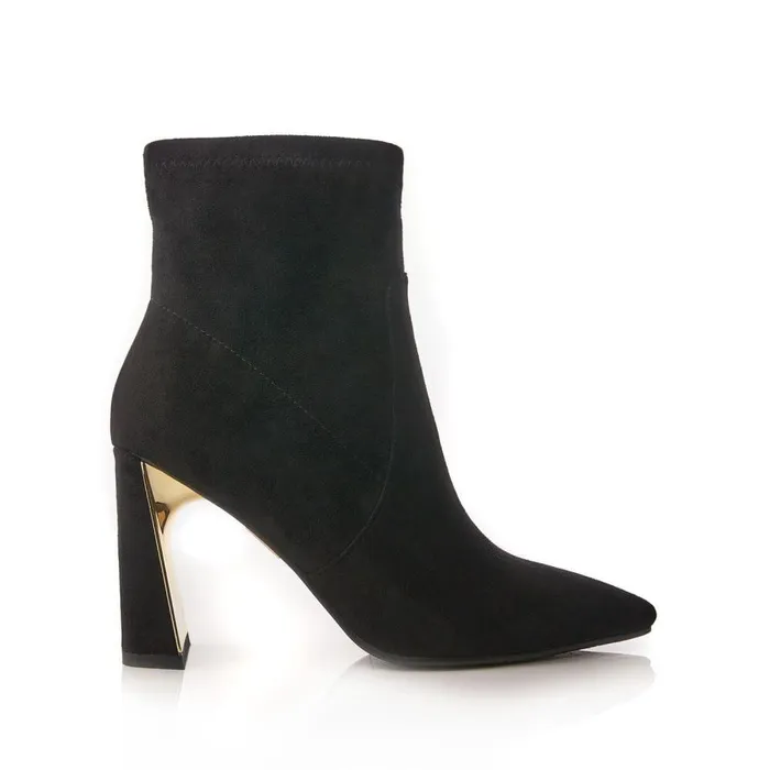Women Moda In Pelle Heeled And Wedge Boots Lemmie Black Alcantara