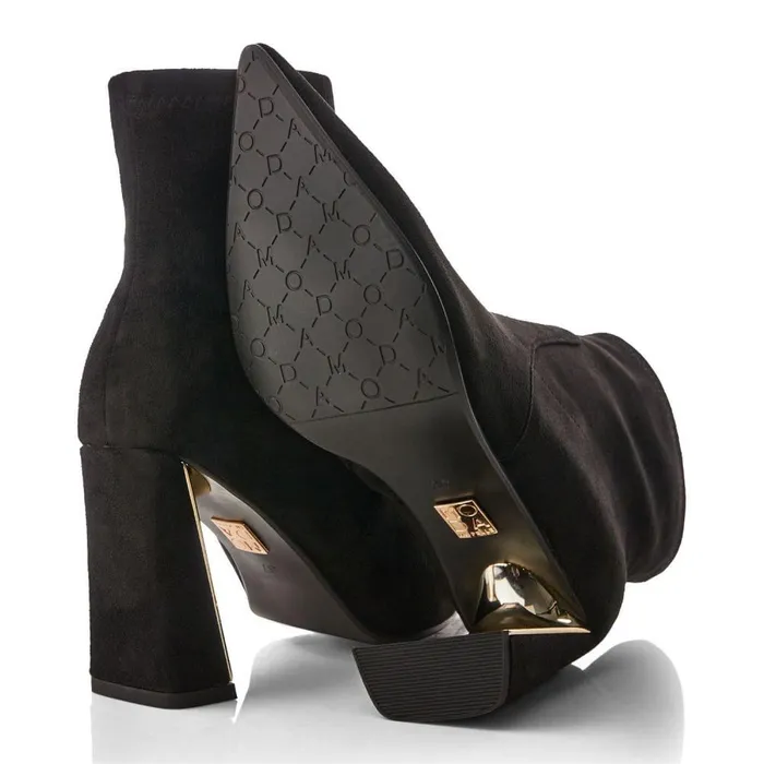 Women Moda In Pelle Heeled And Wedge Boots Lemmie Black Alcantara