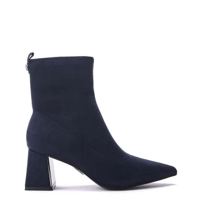 Women Moda In Pelle Heeled And Wedge Boots Pasco Navy Alcantara