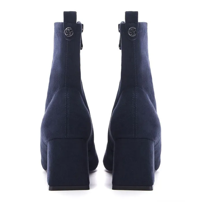 Women Moda In Pelle Heeled And Wedge Boots Pasco Navy Alcantara