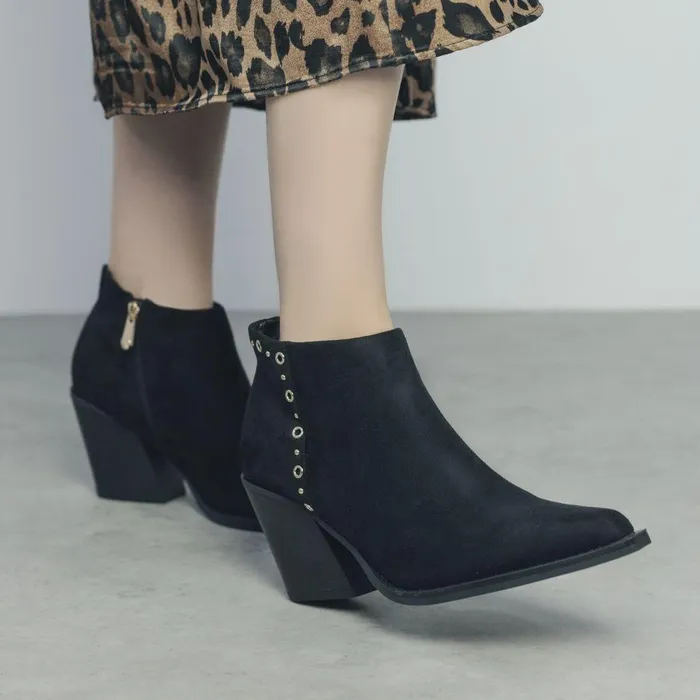 Women Moda In Pelle Heeled And Wedge Boots Penza Black Alcantara