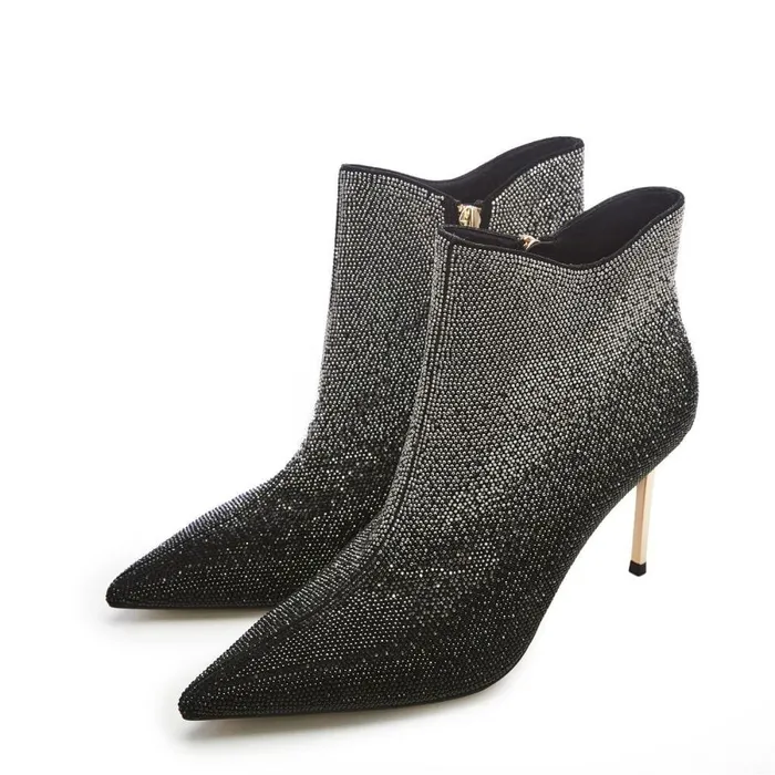 Women Moda In Pelle Heeled And Wedge Boots Yazmine Black Suede