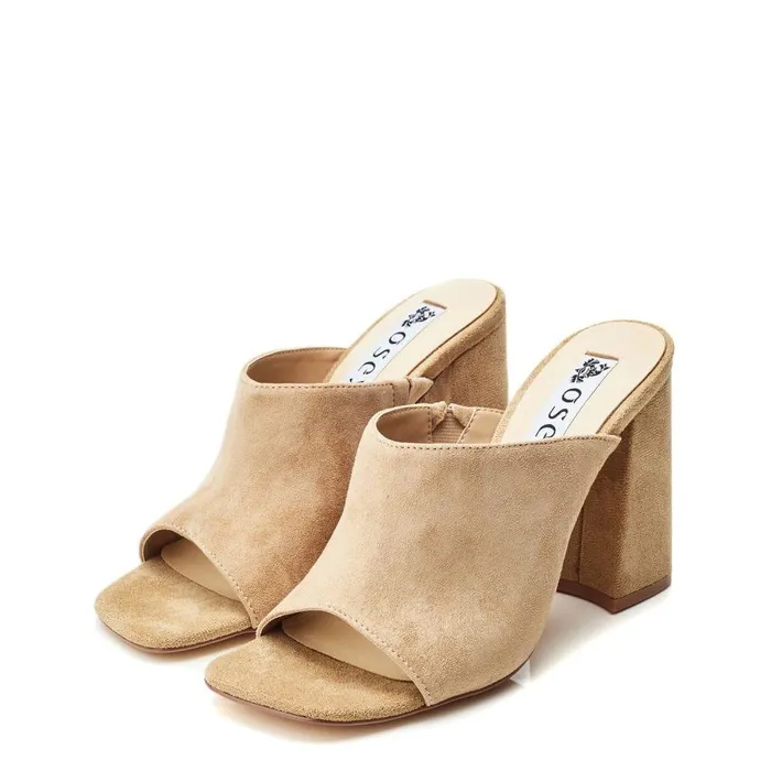 Women Moda In Pelle Heeled Sandals Bsoleful BLoki Beige Suede