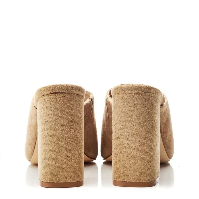 Women Moda In Pelle Heeled Sandals Bsoleful BLoki Beige Suede