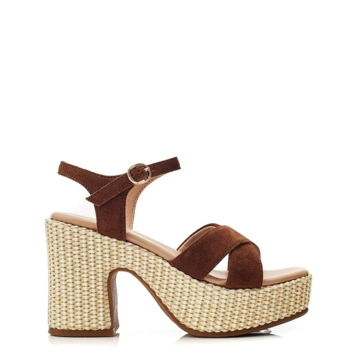 Women Moda In Pelle Heeled Sandals Luchiia Tan Suede