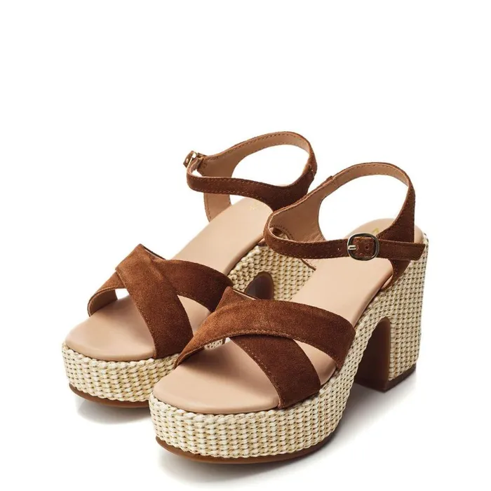 Women Moda In Pelle Heeled Sandals Luchiia Tan Suede