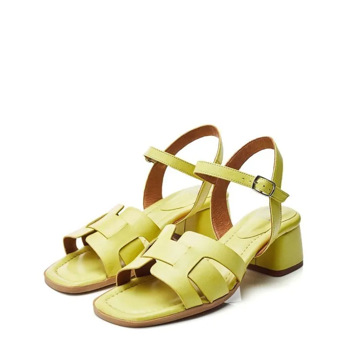 Women Moda In Pelle Heeled Sandals Mariie Lime Green Leather
