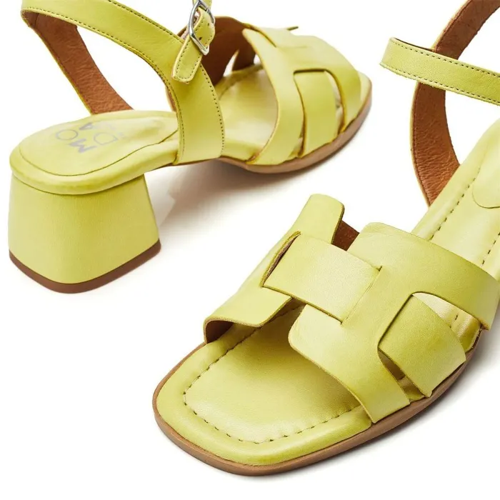 Women Moda In Pelle Heeled Sandals Mariie Lime Green Leather
