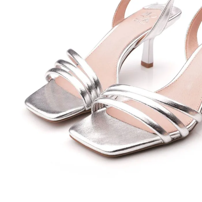 Women Moda In Pelle Heeled Sandals Rozalita Silver Porvair