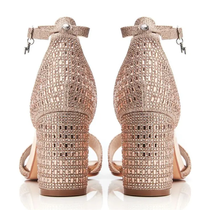 Women Moda In Pelle Heeled Sandals Rubiana Rose Gold Textile