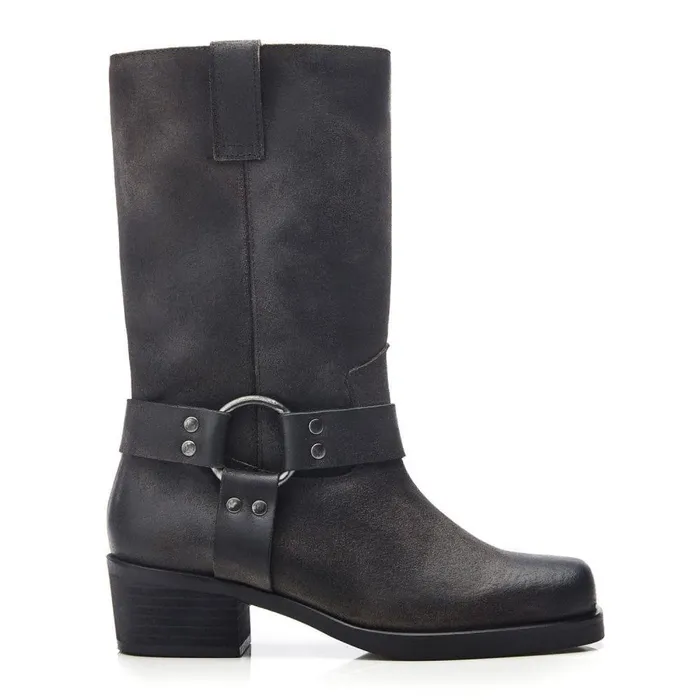 Women Moda In Pelle Knee High Boots Demeter Charcoal Suede