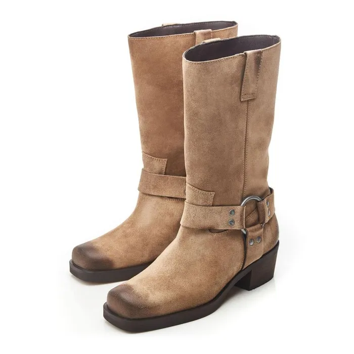 Women Moda In Pelle Knee High Boots Demeter Taupe Suede