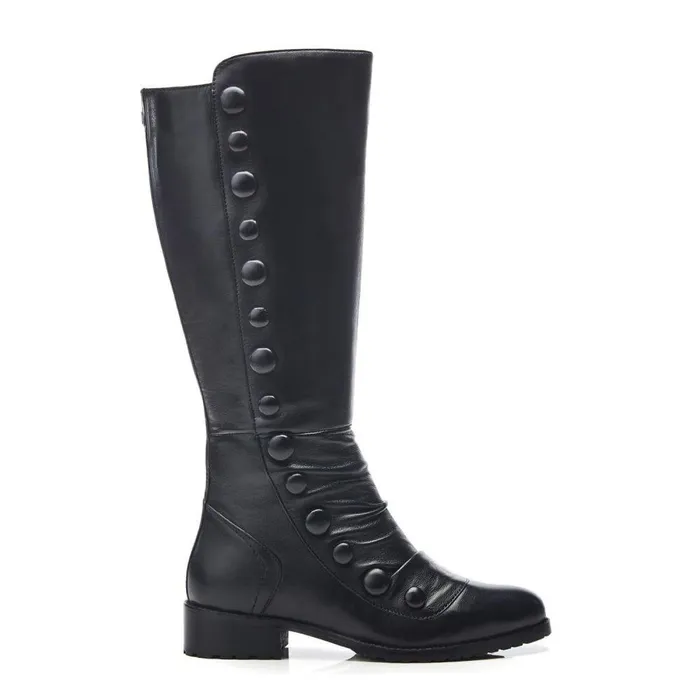 Women Moda In Pelle Knee High Boots Irenne Black Leather