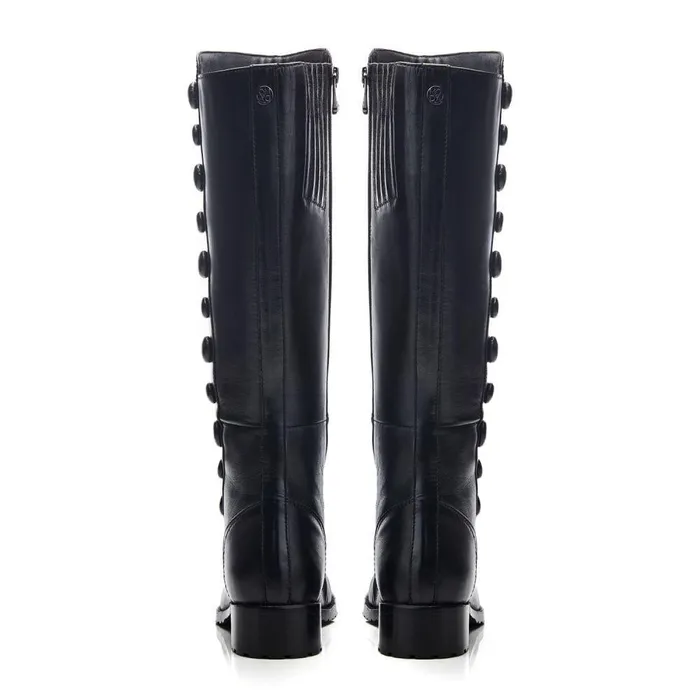 Women Moda In Pelle Knee High Boots Irenne Black Leather