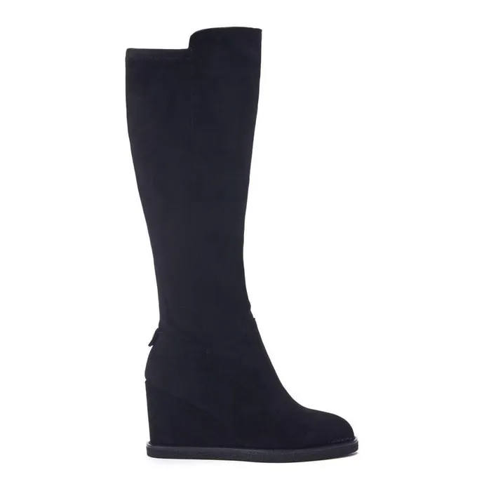 Women Moda In Pelle Knee High Boots Sherri Black Alcantara