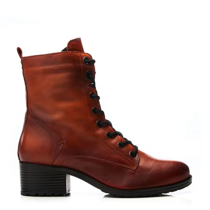 Women Moda In Pelle MidCalf Boots Bezzie DarkOrange Leather