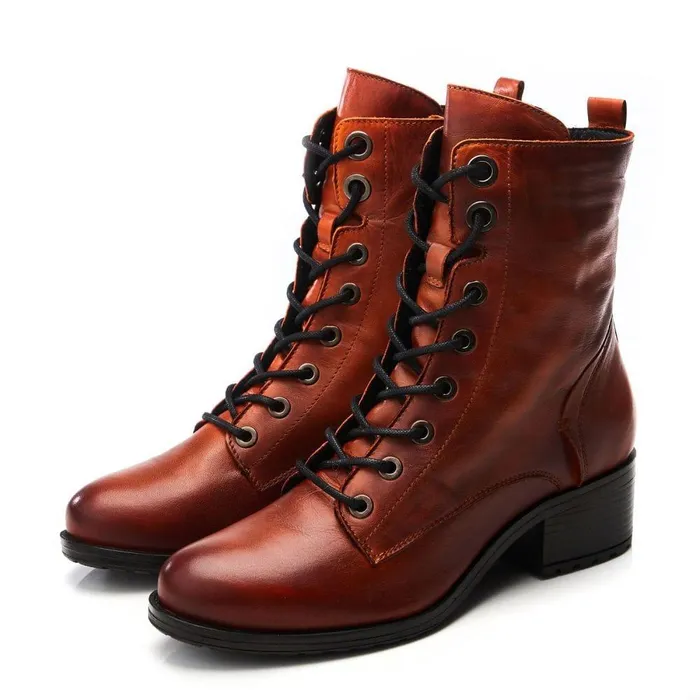 Women Moda In Pelle MidCalf Boots Bezzie DarkOrange Leather
