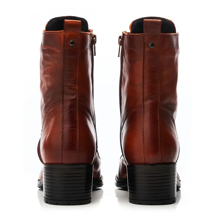 Women Moda In Pelle MidCalf Boots Bezzie DarkOrange Leather