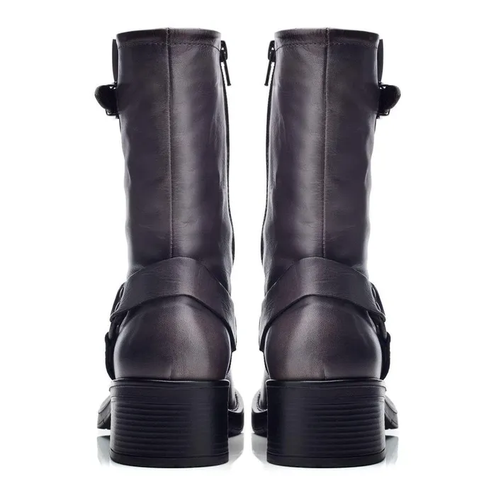 Women Moda In Pelle MidCalf Boots Brecken Grey Leather