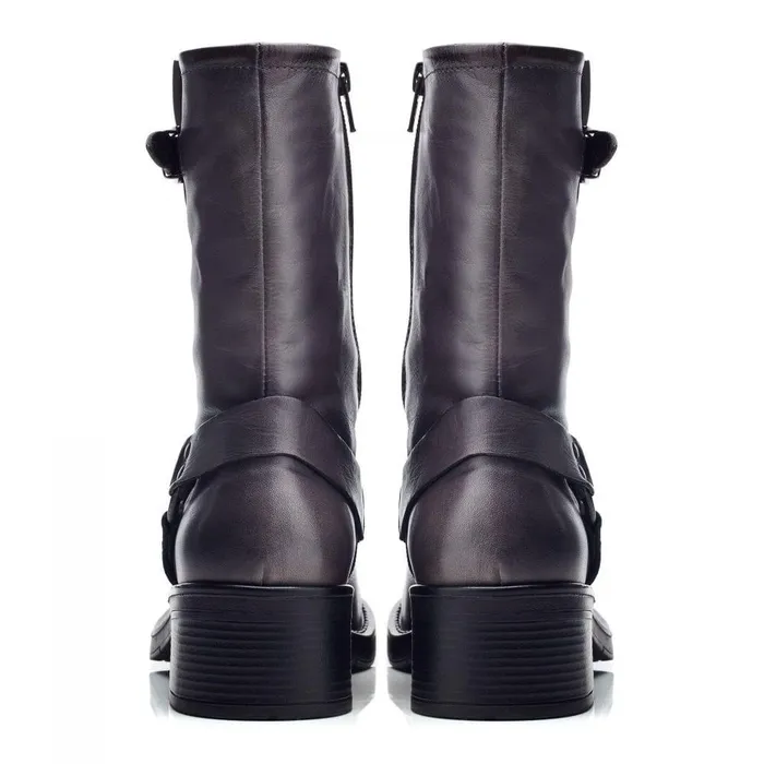 Women Moda In Pelle MidCalf Boots Brecken Grey Leather