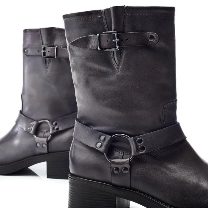 Women Moda In Pelle MidCalf Boots Brecken Grey Leather