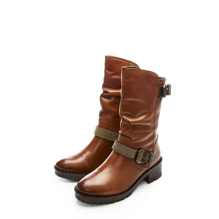 Women Moda In Pelle MidCalf Boots Elsee Tan Leather