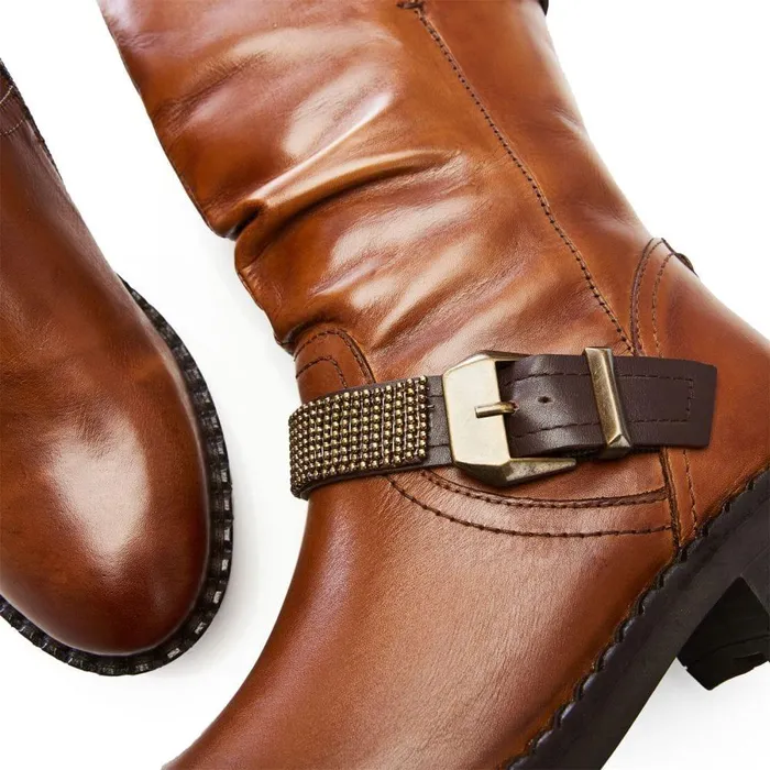 Women Moda In Pelle MidCalf Boots Elsee Tan Leather