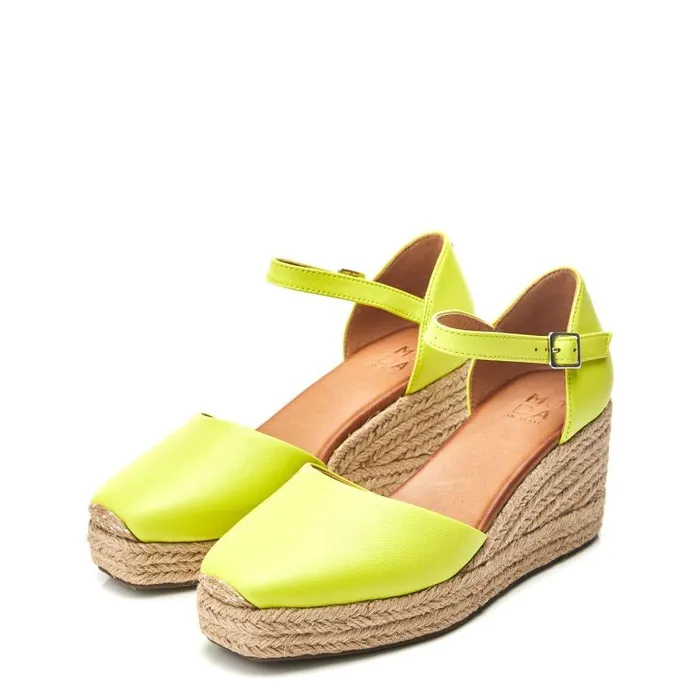 Women Moda In Pelle Mid Heel Shoes Gialla Lime Green Leather