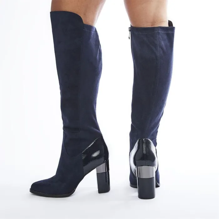 Women Moda In Pelle Over The Knee Boots Shaina Navy Alcantara