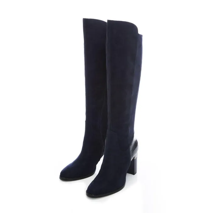 Women Moda In Pelle Over The Knee Boots Shaina Navy Alcantara