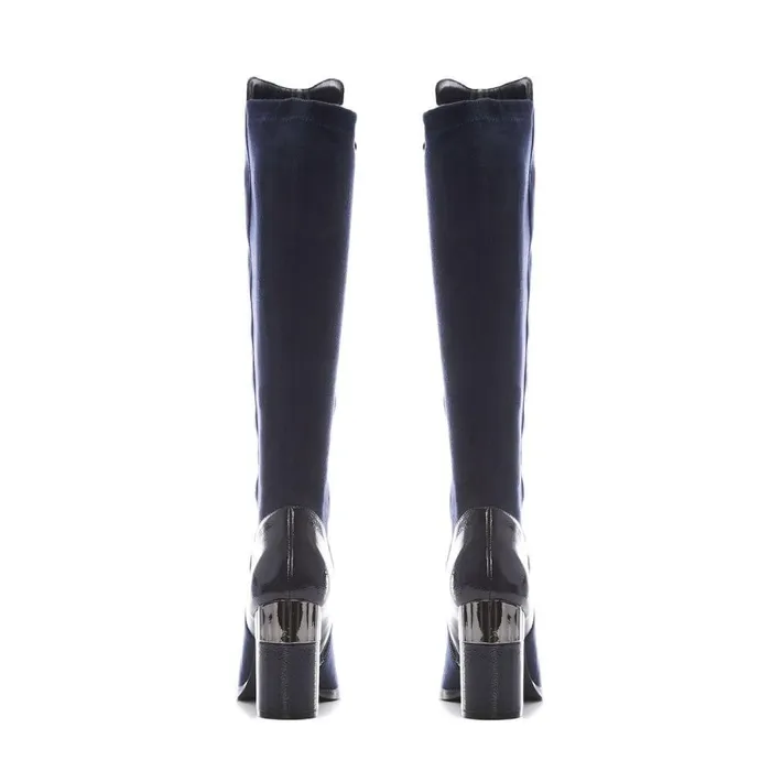 Women Moda In Pelle Over The Knee Boots Shaina Navy Alcantara