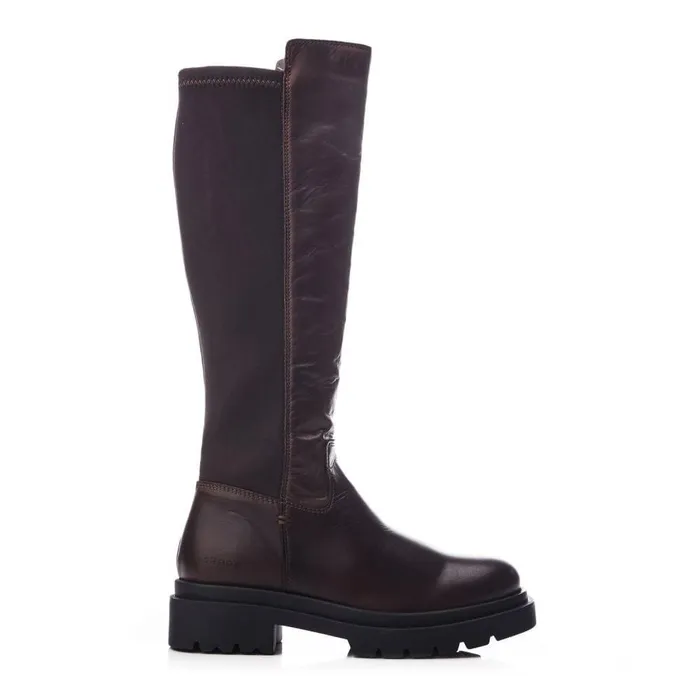 Women Moda In Pelle Over The Knee Boots Shoon Sh Intra Dark Brown Leather