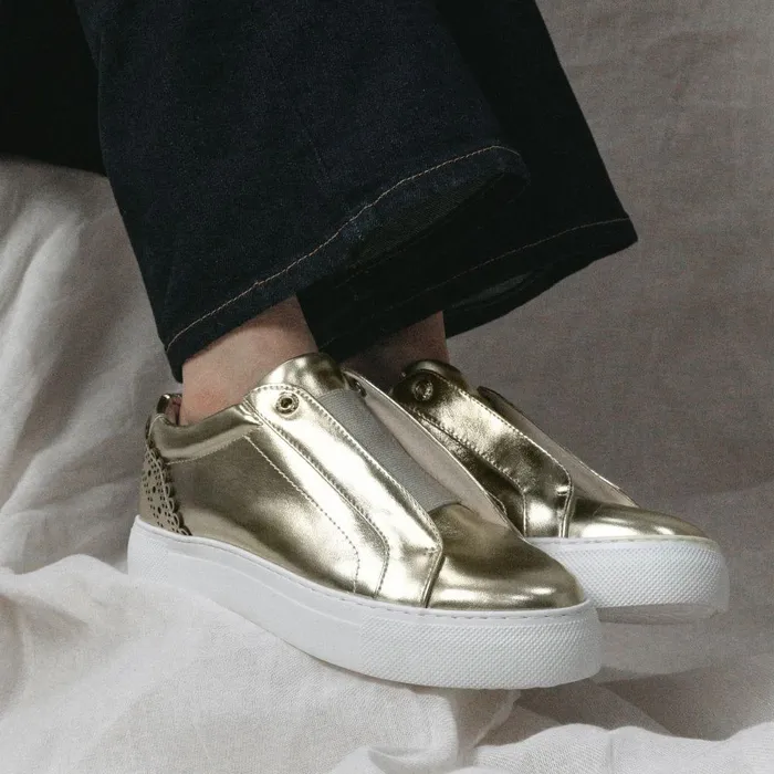 Women Moda In Pelle Platform Trainers Breil Gold Porvair