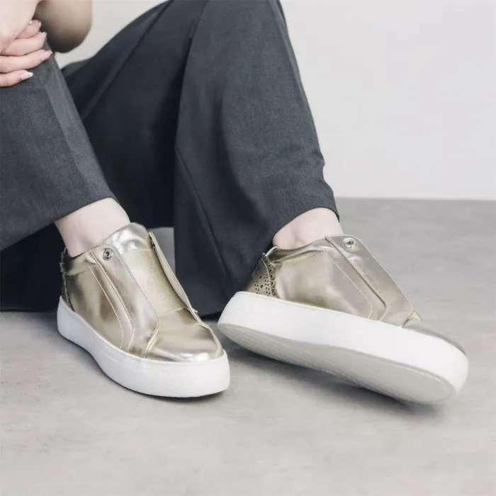 Women Moda In Pelle Platform Trainers Breil Gold Porvair