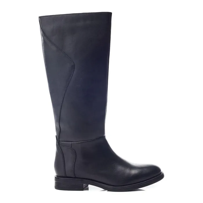 Women Moda In Pelle Riding And Flat Boots Bsoleful BGinny Black Leather