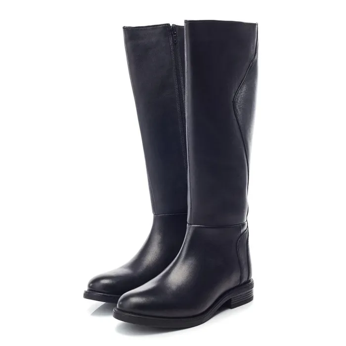Women Moda In Pelle Riding And Flat Boots Bsoleful BGinny Black Leather