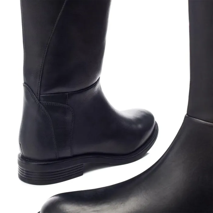 Women Moda In Pelle Riding And Flat Boots Bsoleful BGinny Black Leather