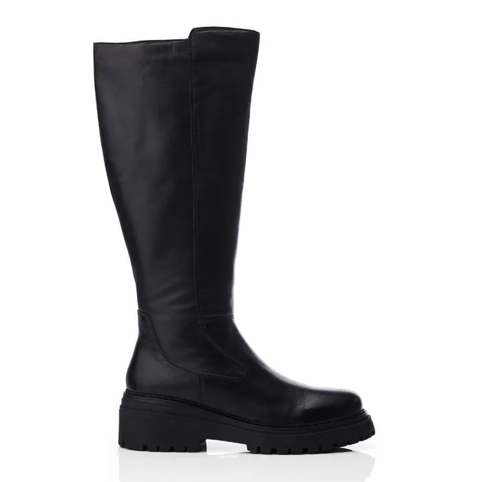 Women Moda In Pelle Riding And Flat Boots Gracelynne Black Leather